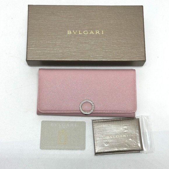 Auth BVLGARI 291419 Bulgari Bulgari Long Wallet Leather pink/SilverHardware